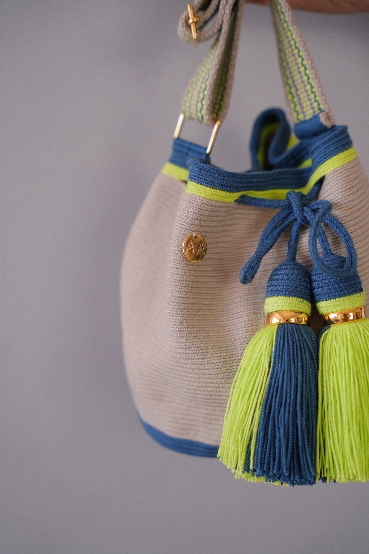 Small Bogota Bucket Bag - Ash Grey with Adjustable Strap
