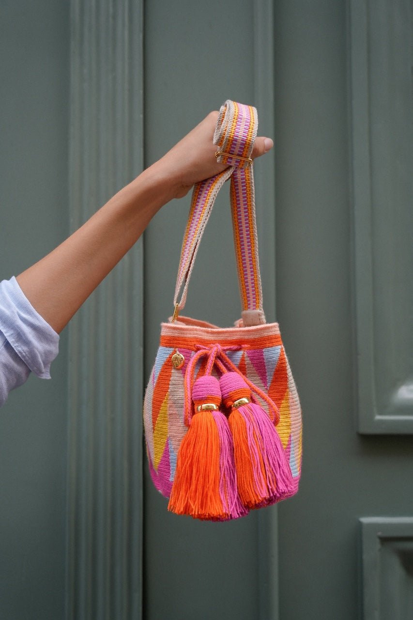 Cartagena Small crossbody bucket bag - Multicolor Adjustable Strap