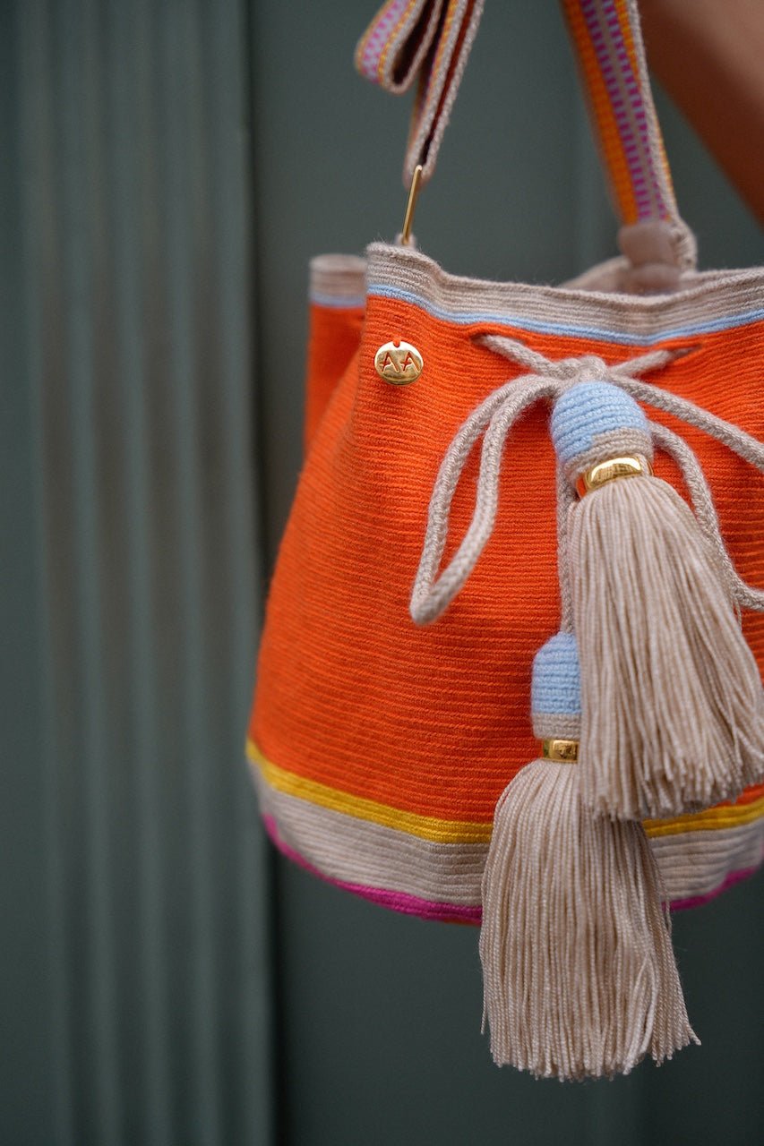 Cartagena Large crossbody bucket bag - Orange Adjustable Strap Zoom