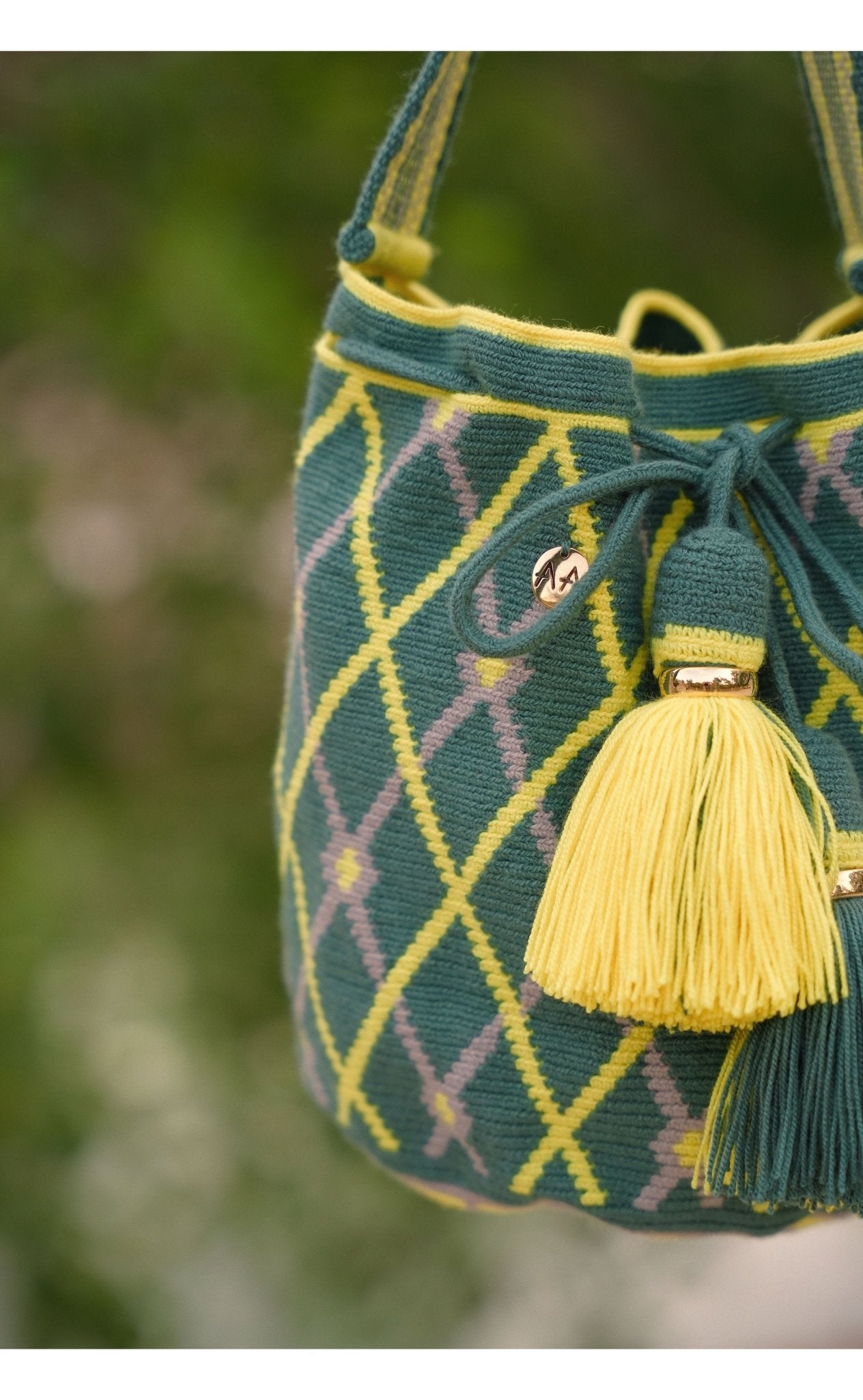 Bosque Large bucket bag - Green, Ash & Lemon Yellow