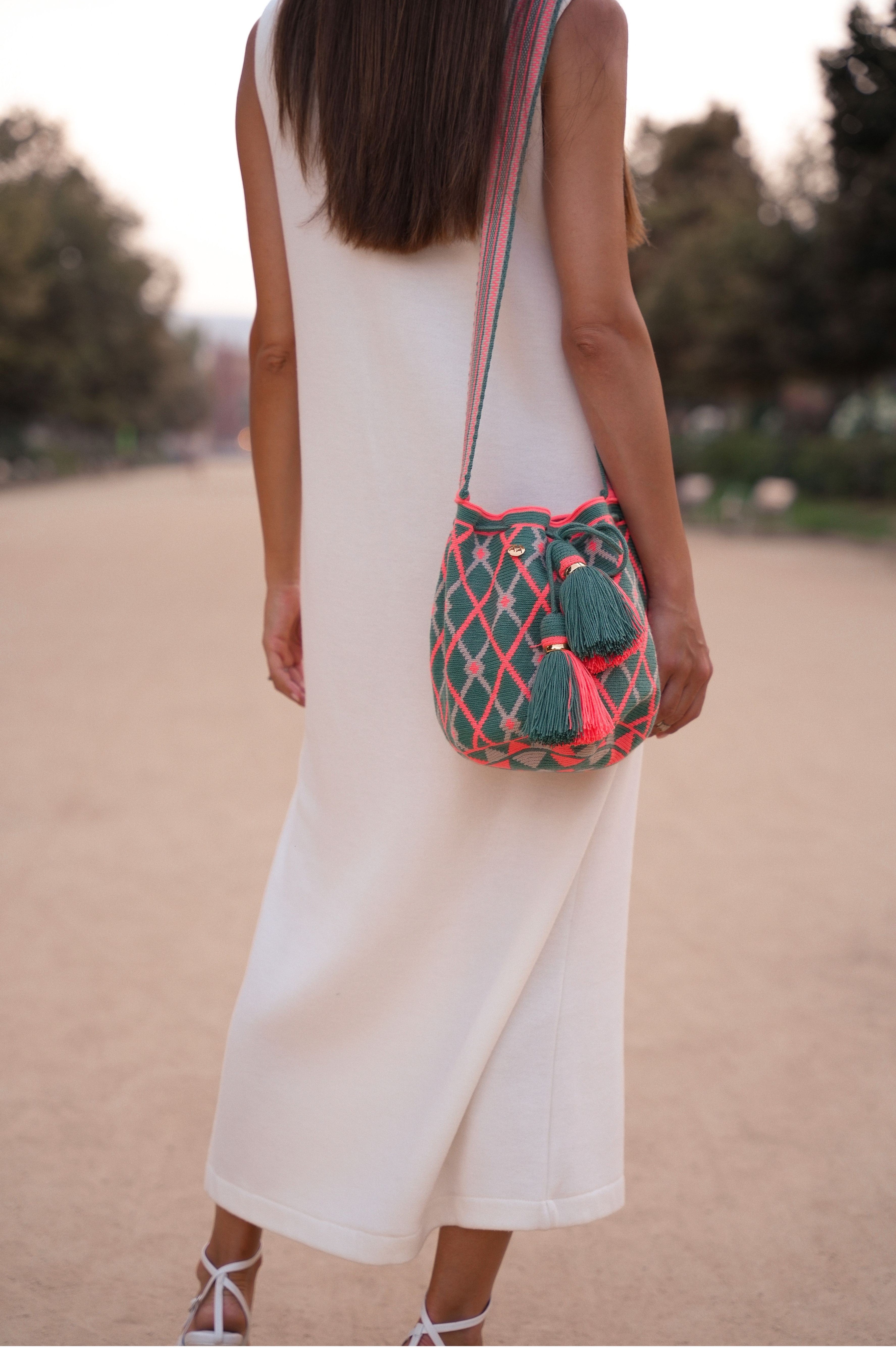 Bosque Large bucket bag - Grass, Grapefruit & Ash