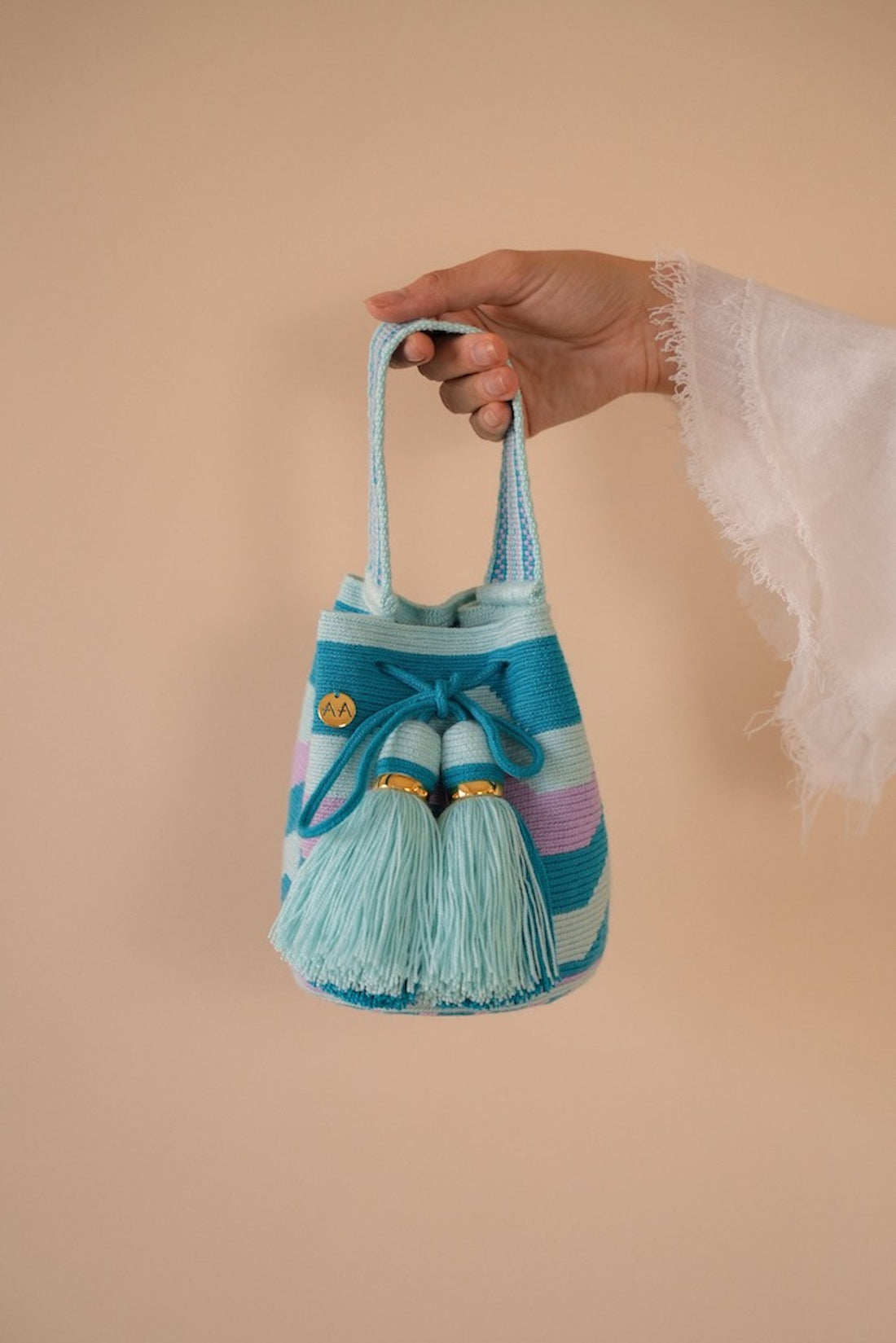 Handcarry Pacifico Bucket Bag - Sky Blue, Turquoise and Lilac