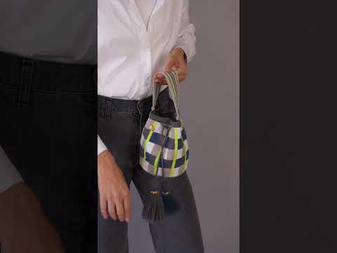 Handcarry Bogota Bucket Bag - Blue Jean, Neon Yellow, Ash & White