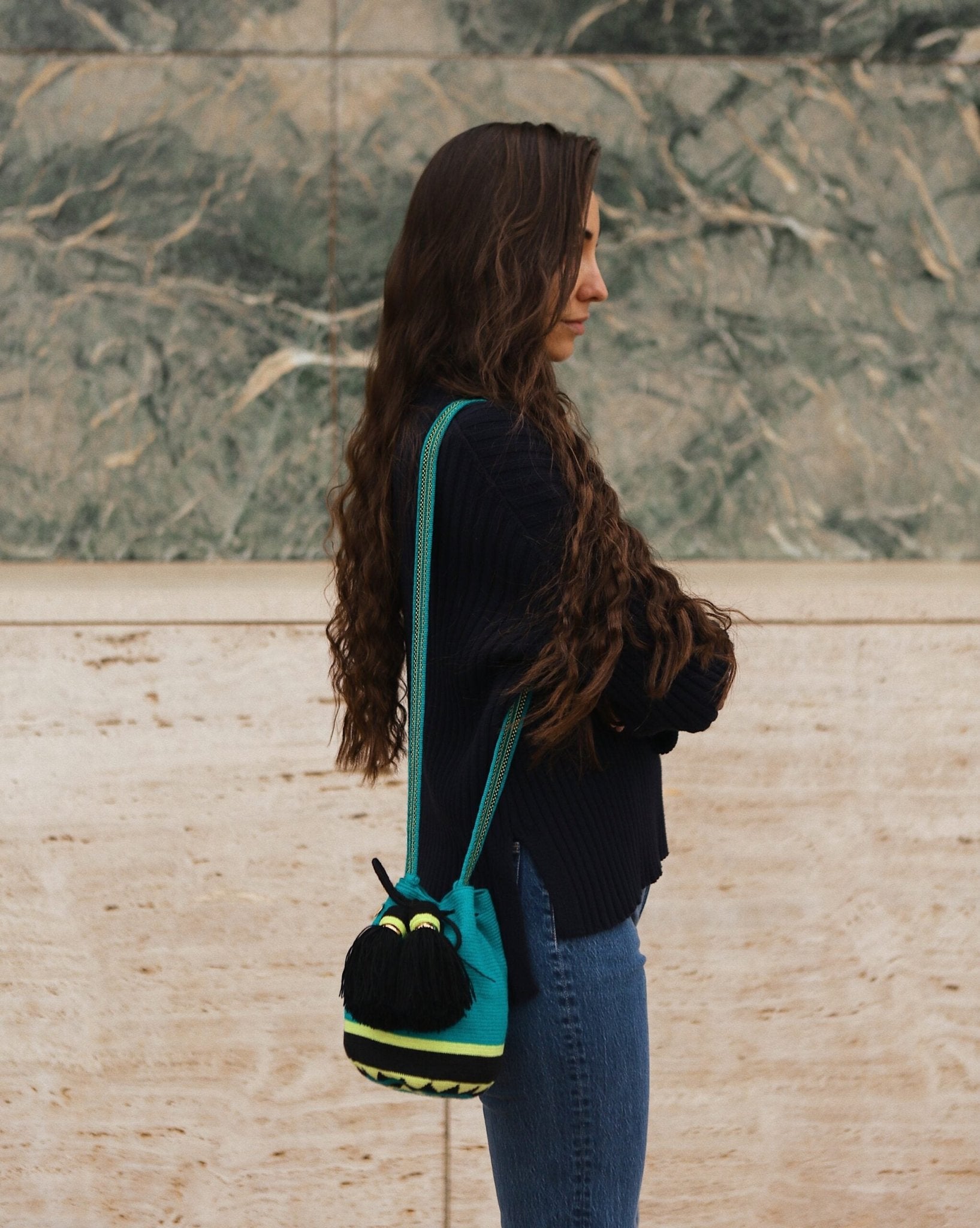 Small Fruta fresca bag - Grass, Neon lemon & Black