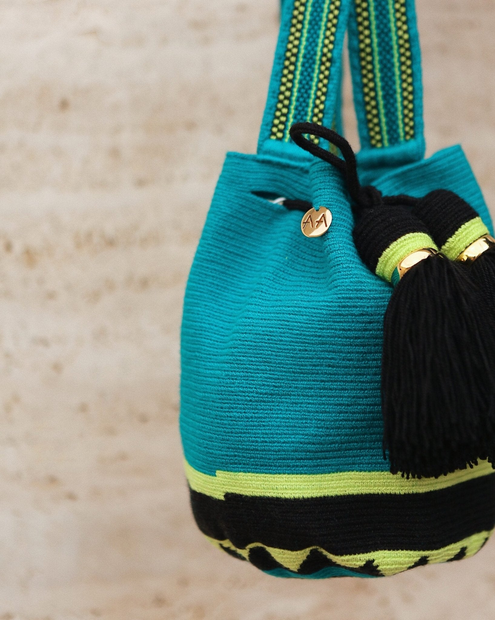 Small Fruta fresca bag - Grass, Neon lemon & Black