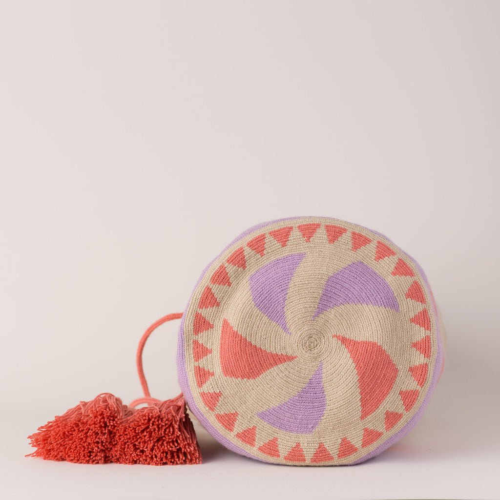 Large Canasto Bag in Lilac, Coral & Beige