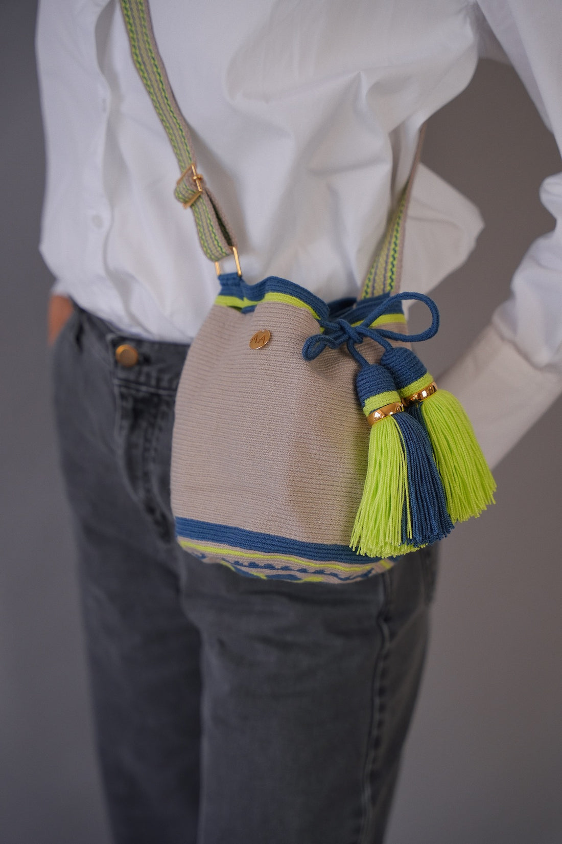 Small Bogota Bucket Bag - Ash Grey with Adjustable Strap