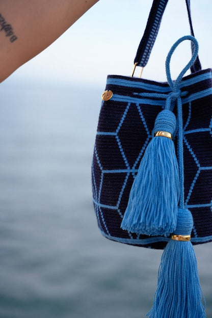 Flor · Large · Navy &amp; Sky Bucket Bag PRE - ORDER
