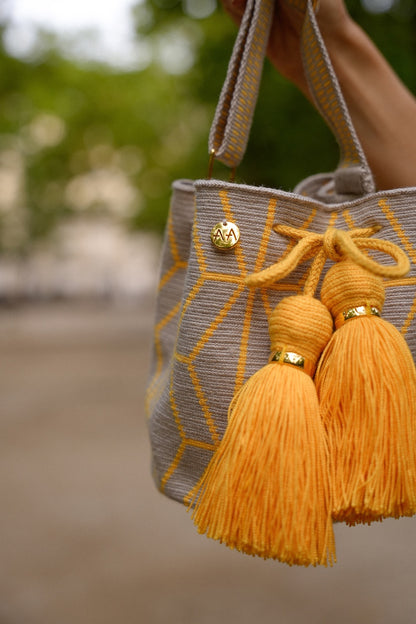 Flor Small crossbody bucket bag Ash/Lemon Adjustable Strap