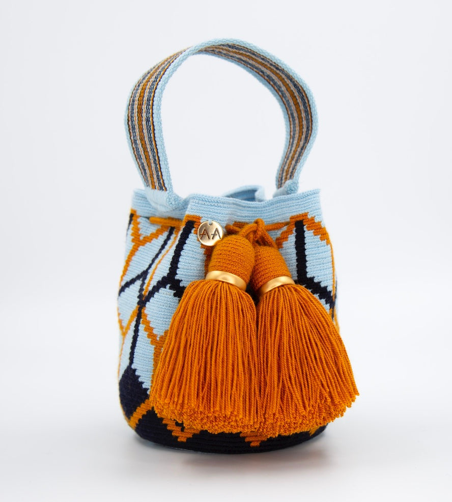 Colmena Small handcarry bag Sky blue/Navy blue/Mustard